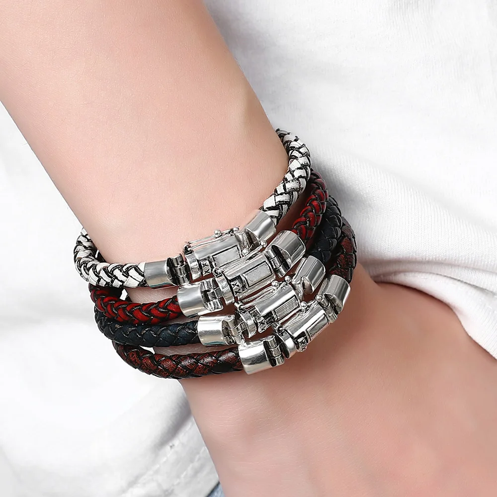 

Buddha Bracelet 2019 Fashion Leather Chain Genuine Leather Bracelet Men Vintage Male Braid Jewelry for Women Man