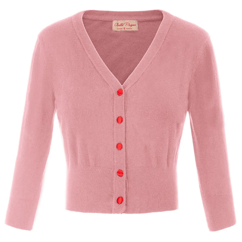 Pink Belle Poque Женский вязаный свитер с вышивкой, кардиган, верхняя одежда, укороченная куртка, пальто, топы размера плюс с v-образным вырезом - Цвет: Pink