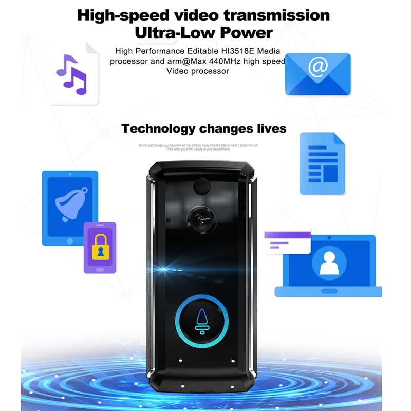 Vikewe видео дверной звонок умный беспроводной WiFi охранный звонок на двери визуальная запись домашний монитор переговорное устройство с режимом ночной съемки телефон двери