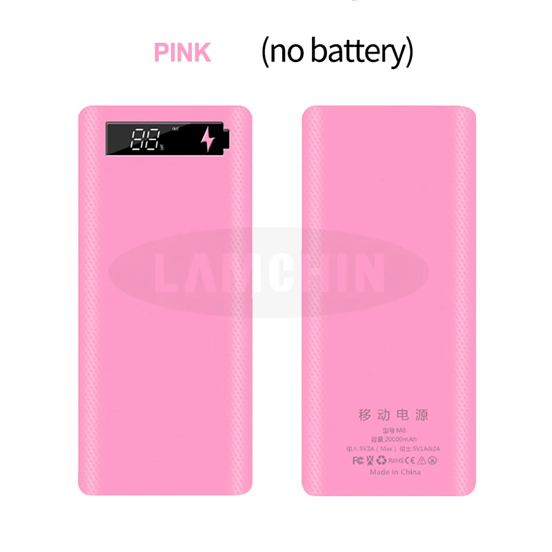 Pink digital 5 В/2 а двойной USB 8*18650 Внешний аккумулятор USB батарея коробка с розничной посылка зарядное устройство DIY чехол для IPhone11 X samsung S10 Plus - Цвет: Pink digital