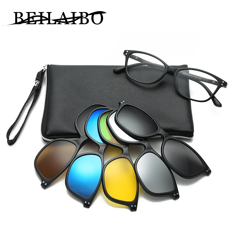 night vision goggles drivering sunglass beach sunscreen men sunglasses female glasses polarized Five lenses send glasses set bag