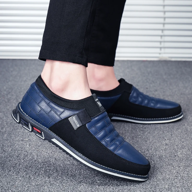 Autumn winter plush warmth Oxfords Leather Men Shoes Fashion Casual Slip On Formal Business Wedding Dress Shoes Big Size