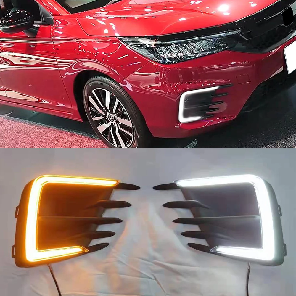 カー点滅1セットホンダ市rs 21車のdrlランプダイナミック黄色ターンシグナル12v Led昼間はライトフォグランプの実行 Aliexpress