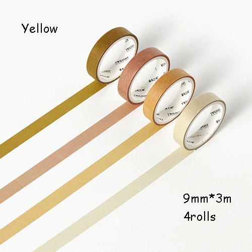4 шт./партия простой набор декоративного скотча Васи маскирующая лента сплошной цвет декоративная лента для скрапбукинга канцелярские принадлежности для студентов офисные школьные принадлежности - Цвет: Yellow