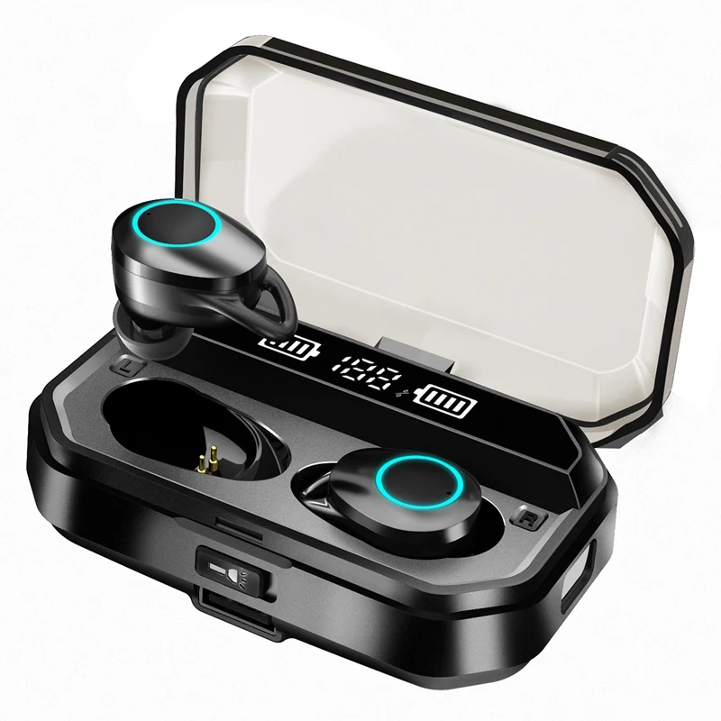 Wireless Earphones Bluetooth 5 0 Headphones Digital ligence Led Display Built In Mic With Flashlight