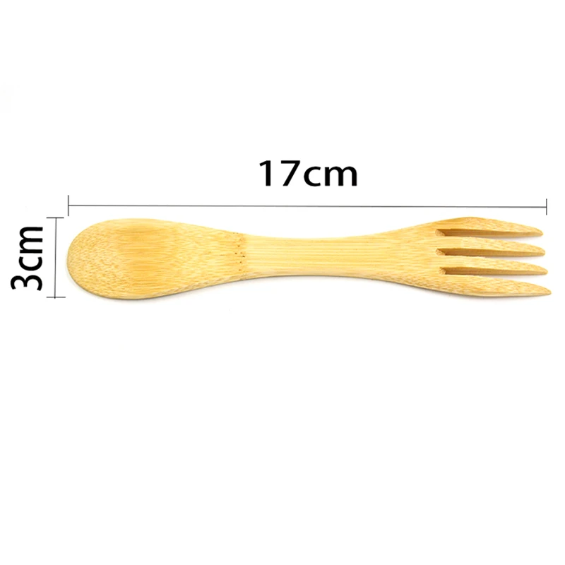 Многоразовые бамбуковые Spork с твист из нержавеющей стали питьевой соломы ноль отходов бамбуковая посуда 2 в 1 бамбуковая Ложка деревянная вилка To-go