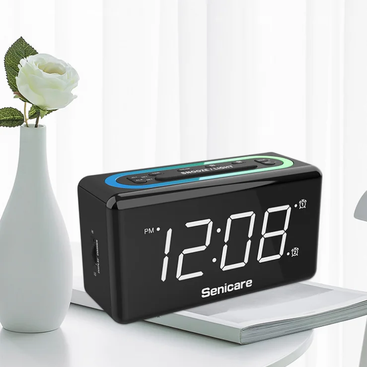 Electronic alarm clock USB charging LED light brightness adjustable alarm clock bedside small night light big screen over