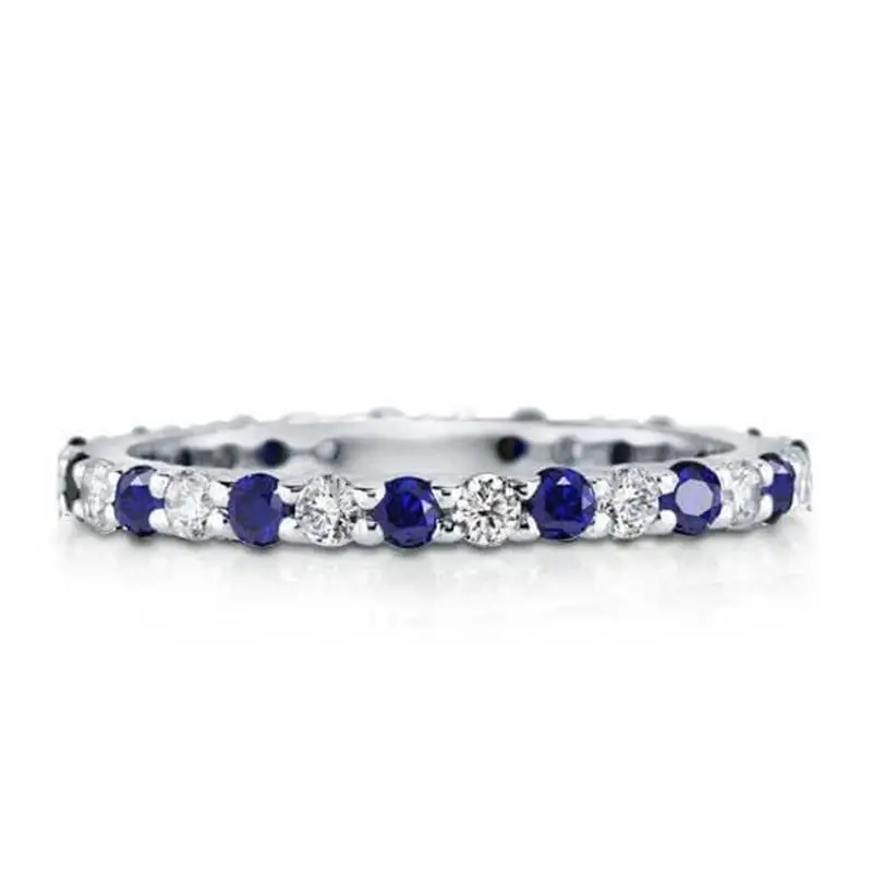 Wong Rain 925 Sterling Silver Lab Sapphire High Carbon Diamonds Gemstone Wedding Band Engagement Romantic Rings Fine Jewelry 2