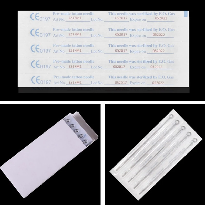 50pcsTattoo Needles Stianless Medical Disposable Permanent Makeup Microblading Round Liner Needles for Tattoo Machine Gun Tattoo