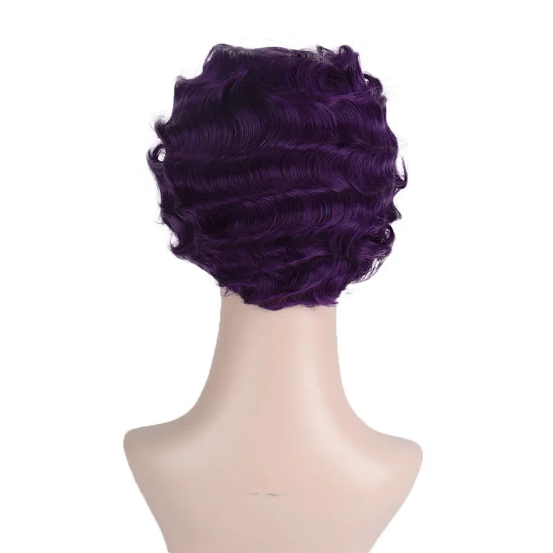 Allaosify парик короткий Пикси волнистые парики для женщин черный блонд красный термостойкие синтетические парики для афро-американских поддельных волос - Цвет: #6