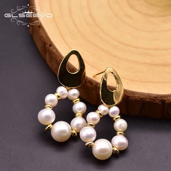 

GLSEEVO Natural Baroque Pearl Bohemia Drop Earring For Lovers Engagement Girl Gift Women's Original Design Jewelry Femme GE0921C