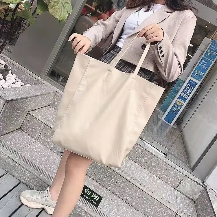

Korean-style Fashion Large Capacity Pu Cloth Bag Practical Versatile Simple INS-Style Big Bag Casual Solid Color Handbag