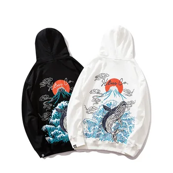 

NEW Spring autumn 2019 Street ins hip hop loose hooded sweater whale print Couple wear fashion O-Neck Cotton mens hoodie