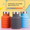 500ML Silicone Water Bottle with Stainless Steel Cover Folding Coffee Bottle Outdoor Travel Drinking Collapsible Sport Kettle 1