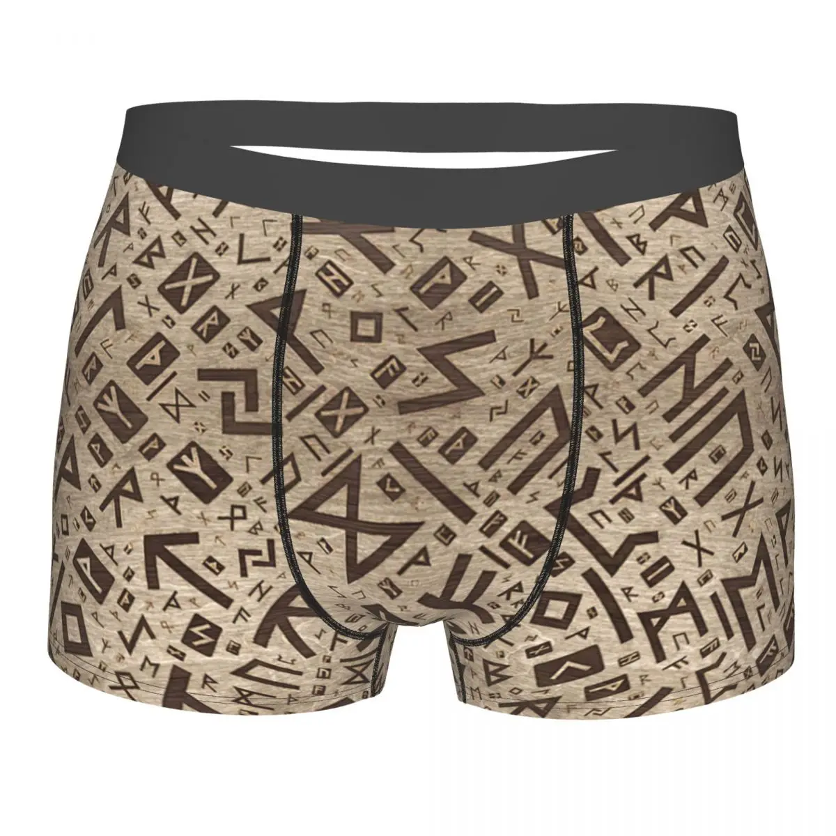 Elder Runes - Futhark Pattern Gold Framed On Wood Underpants Breathbale Panties Male Underwear Print Shorts Boxer Briefs