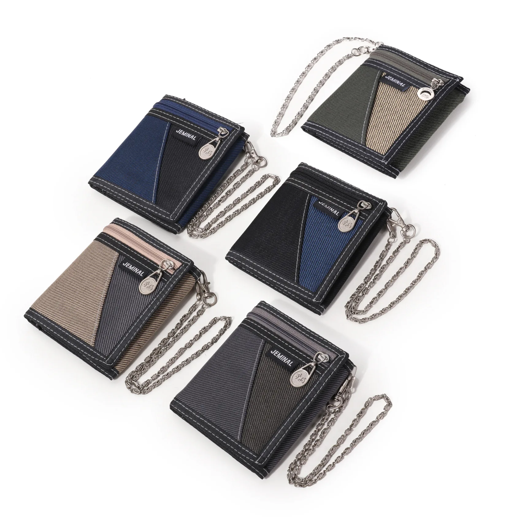 

amie Road Korean Students Popular Classic Color Sports Men's Wallet Money Anti-theft Chain Multi Wallet