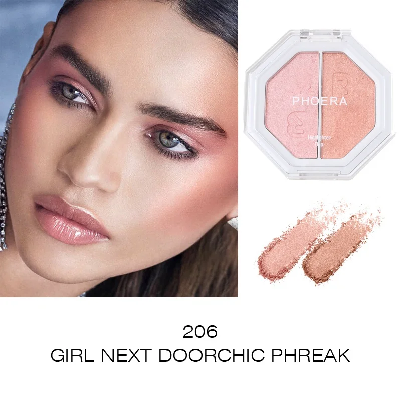 Двойные Цвета highlighter пудра осветляет цвет кожи розовое золото серебро стойкий макияж тени для век Палитра Косметика для макияжа лица