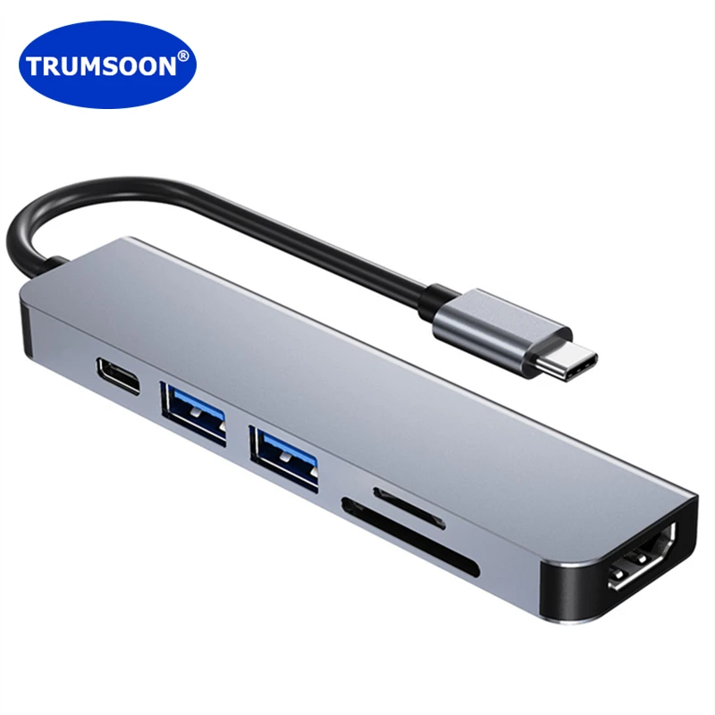 TRUMSOON Thunderbolt 3 Type C к HDMI-совместимый USB 0 SD TF кардридер адаптер концентратор для Macbook