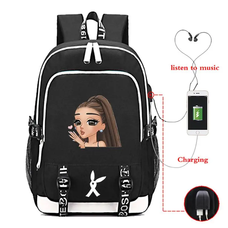 Ariana большая сумка-рюкзак, женские школьные сумки с USB зарядкой для подростков, Холщовая Сумка для мальчиков и девочек, большая дорожная сумка для ноутбука - Цвет: 8