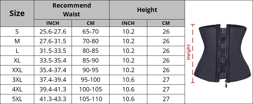 CXZD Women Underbust  Shaper Belt Shapewear Waist Training Corsets/Cincher Zip&Hook Hourglass Body Shaper best shapewear for tummy and waist