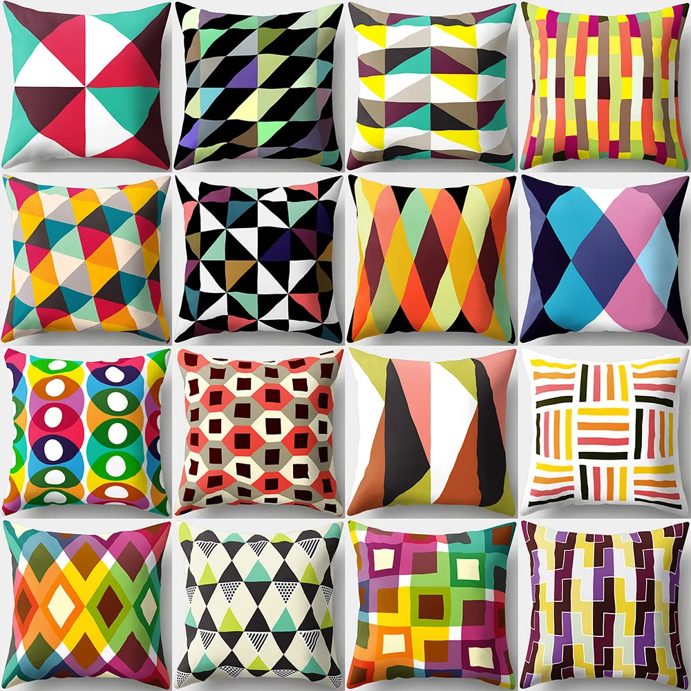 

45x45 Simple and Modern Style Abstract Geometric Peach Skin Velvet Office Creative Cushion Cover Decorative Pillowcase