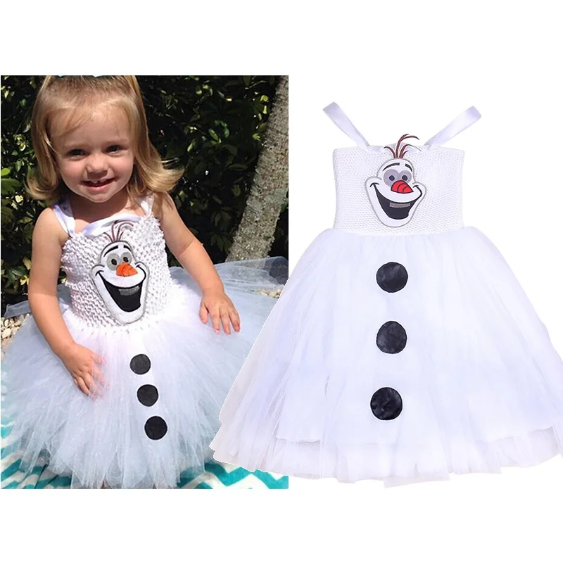 MUABABY/платье принцессы с Олафом для маленьких девочек; нарядное платье-пачка без рукавов со снеговиком детская одежда для дня рождения и Хэллоуина для детей от 2 до 8 лет