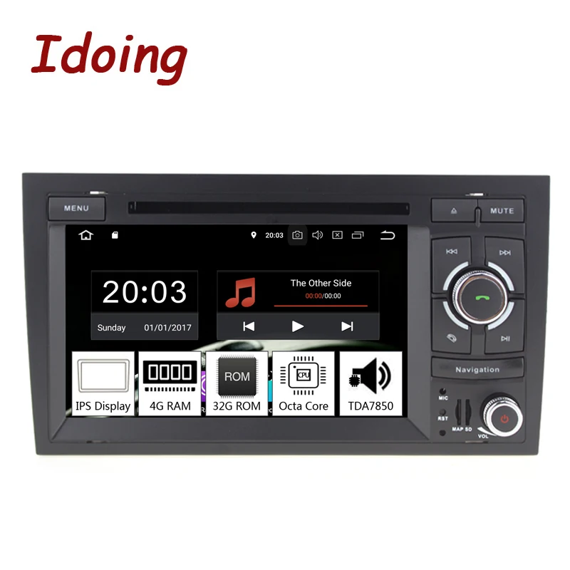 Автомобильный мультимедийный плеер Idoing 7 дюймов 2Din Android 2002 для Audi A4 S4 B6/B7 RS4 2008-PX5 4