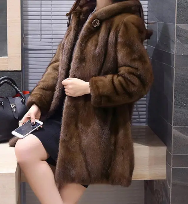 S-6XL, хит, весна/осень, женское Новое модное пальто из искусственного меха, длинное пальто с воротником из лисьего меха, большой размер