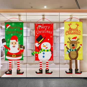 

Christmas Non-woven Flag Hanging Mall Window Decorations Christmas Snowman Flag Hanging Wall Decorative Wall Hangings Wall