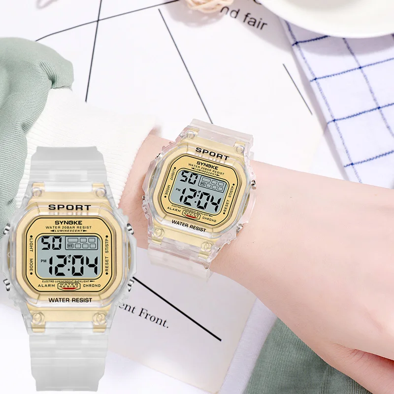 SYNOKE унисекс Мужские Цифровые часы жизнь водонепроницаемый красочный светодиодный спортивные часы Будильник Секундомер Часы повседневные женские цифровые часы