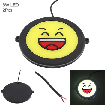 

2pcs Car LED Daytime Running Light Emotional Expression Lamp Giggle Waterproof Auto DRL COB Driving Fog Lamp for Motor ATV SUV
