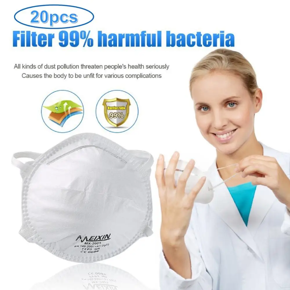 

20PCS FFP2 Anti Influenza Anti Dust Fog Haze Flu Mask 4-Layer 99% Filtered Mask Droplets Protective Breathable Ear Loop Cover