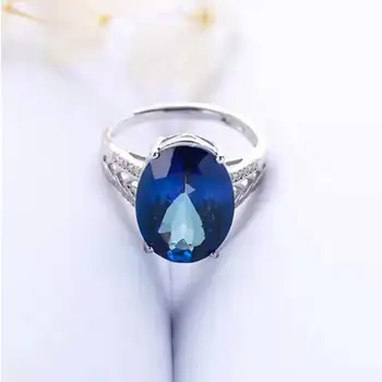 

Fashion Gemstone Jewelry 925 Silver Tanzan Blue Topaz Ring Adjustable