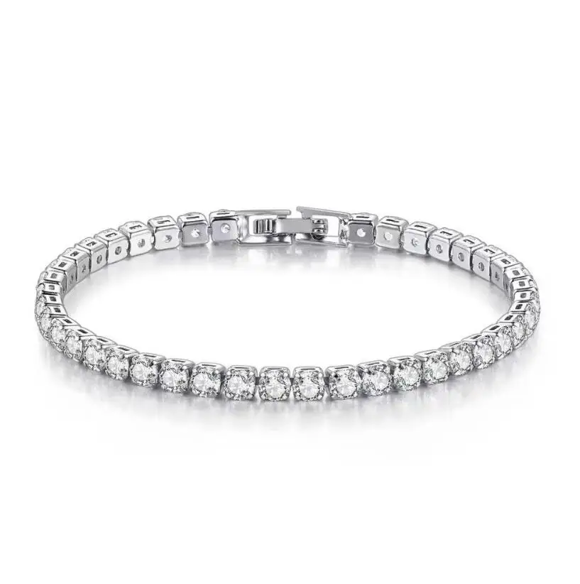 925 Sterling Silver 3mm 4MM 5MM 17cm 19CM CZ Tennis Bracelet Bangle For Women Wedding Fashion Jewelry Wholesale Party Gift S5650 | Украшения