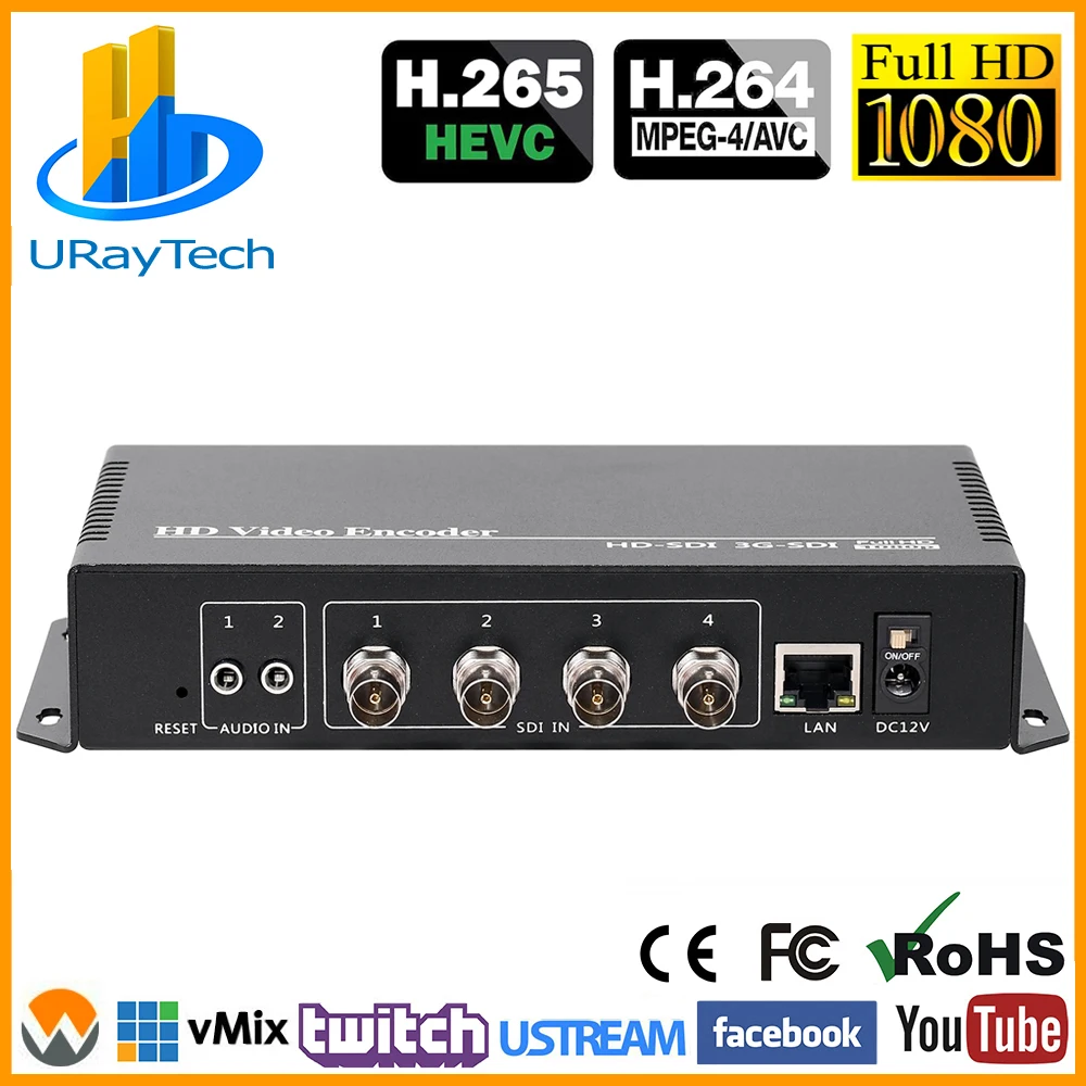 4 канала HEVC H.265 H.264 SD HD 3g SDI к IP живое видео потоковое кодирующее устройство конвертер с RTMPS HTTP RTSP RTMP UDP ONVIF HLS - Цвет: SDI In