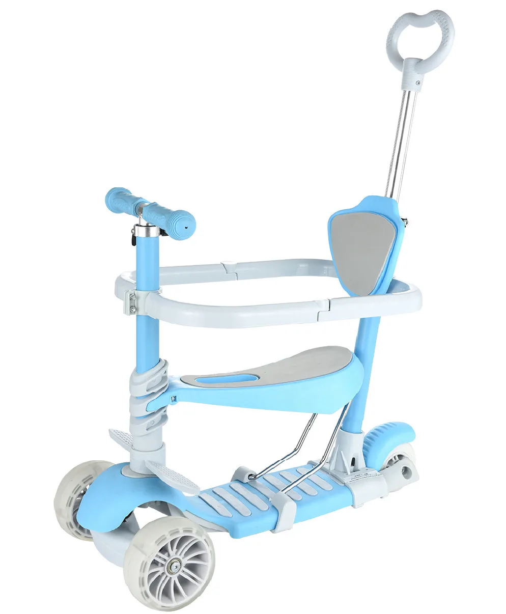 3 In 1 Flash Wheel Baby Scooter Toddler Bicycle Adjustable Push Trolley Baby Balance Car Kids Bike Ride On Toys 2-6years Old