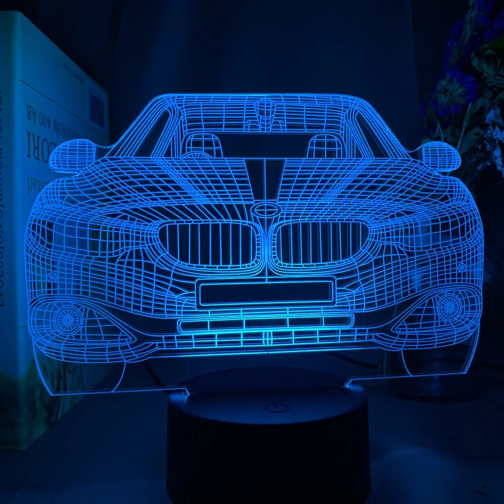 Спортивный автомобиль 3D иллюзия Лампа для декора детской спальни светильник