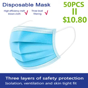 

50/100pcs Disposable Mask Non Woven Face Mouth Mask 3 Layer Face Mask Masks Breathing Mask Filter Mascarillas Masque