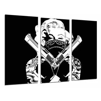 

Bandit, Female Holster Marilyn Monroe Black and White, photo print on wood, modern picture decorative 26922