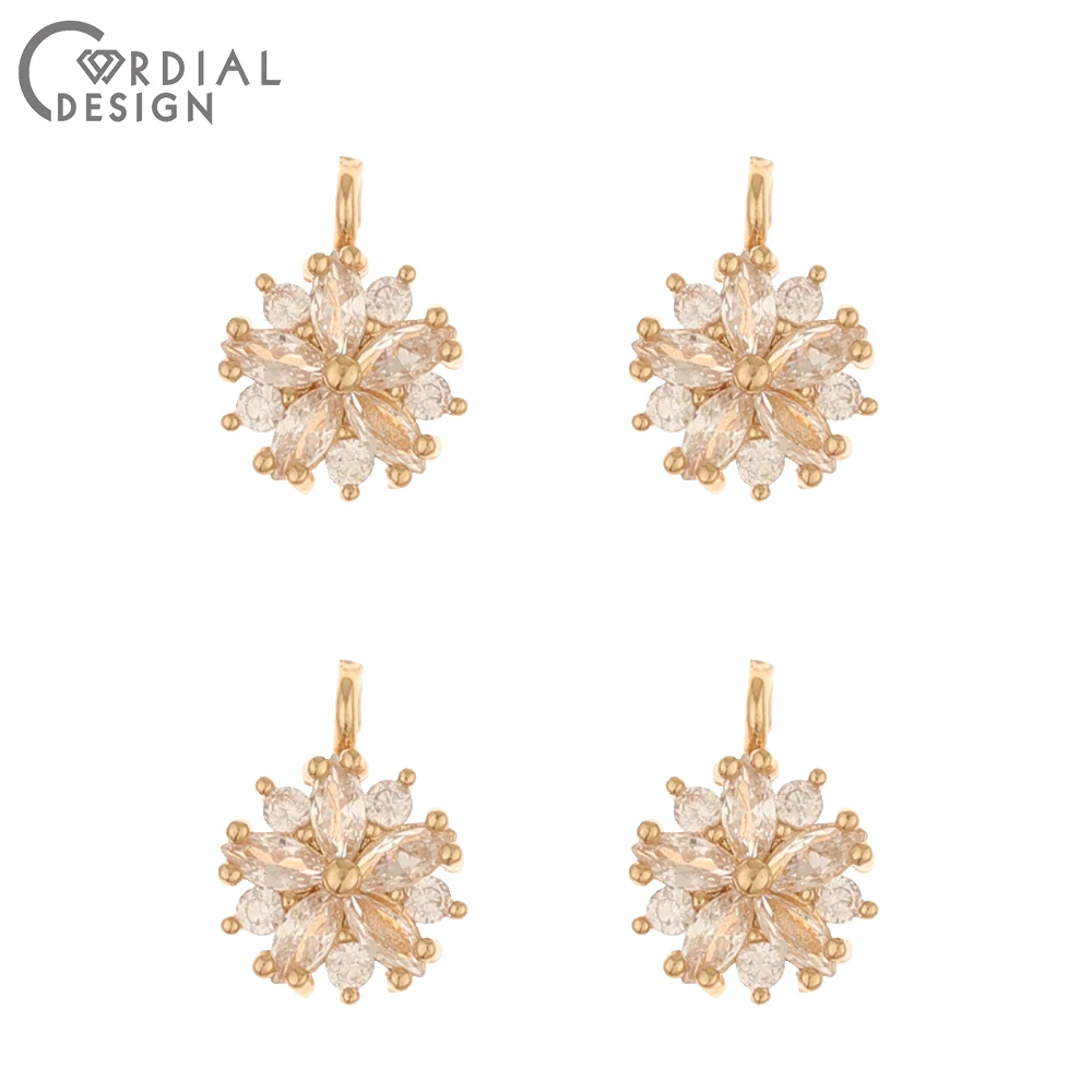 Cordial Design 50Pcs 9*12MM DIY/Jewelry Accessories/CZ Charms/Pendant/Flower Shape/Jewelry Findings & Components/Hand Made - cordial