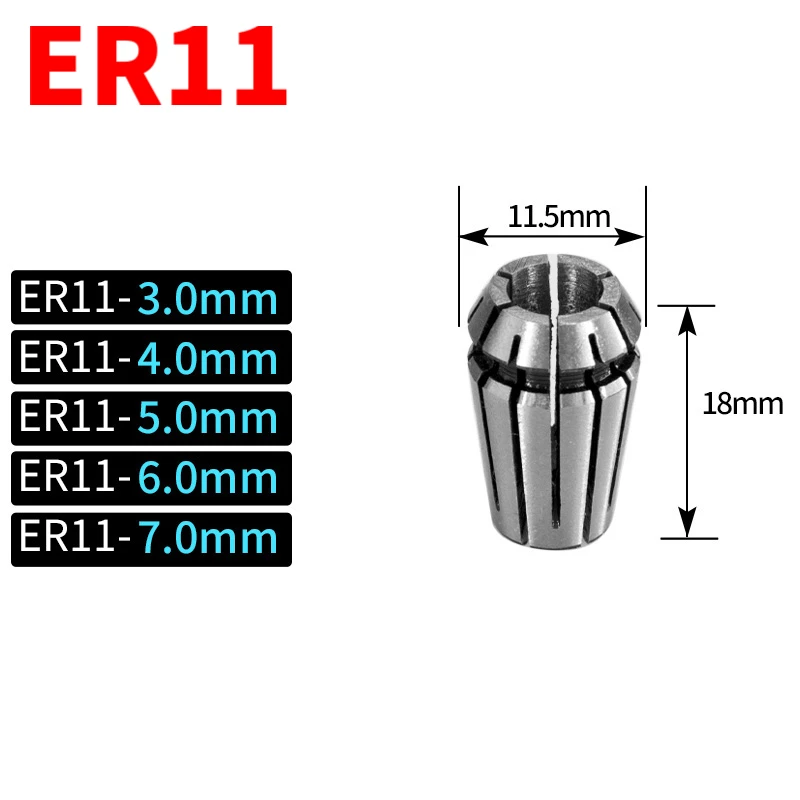 3.175mm 4mm 6mm 3pcs ER11 Precision Spring Collet Set CNC Milling Lathe Tool 1/8 inch
