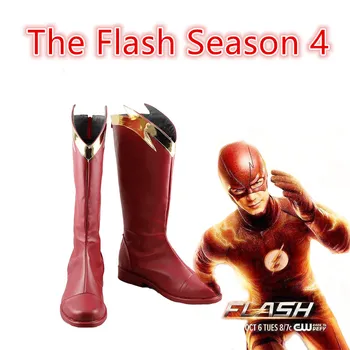 

Movie The Flash Season 4 Barry Allen Flash shoes Cosplay Costumes Custom Halloween men and women cartoon Game animation shoes