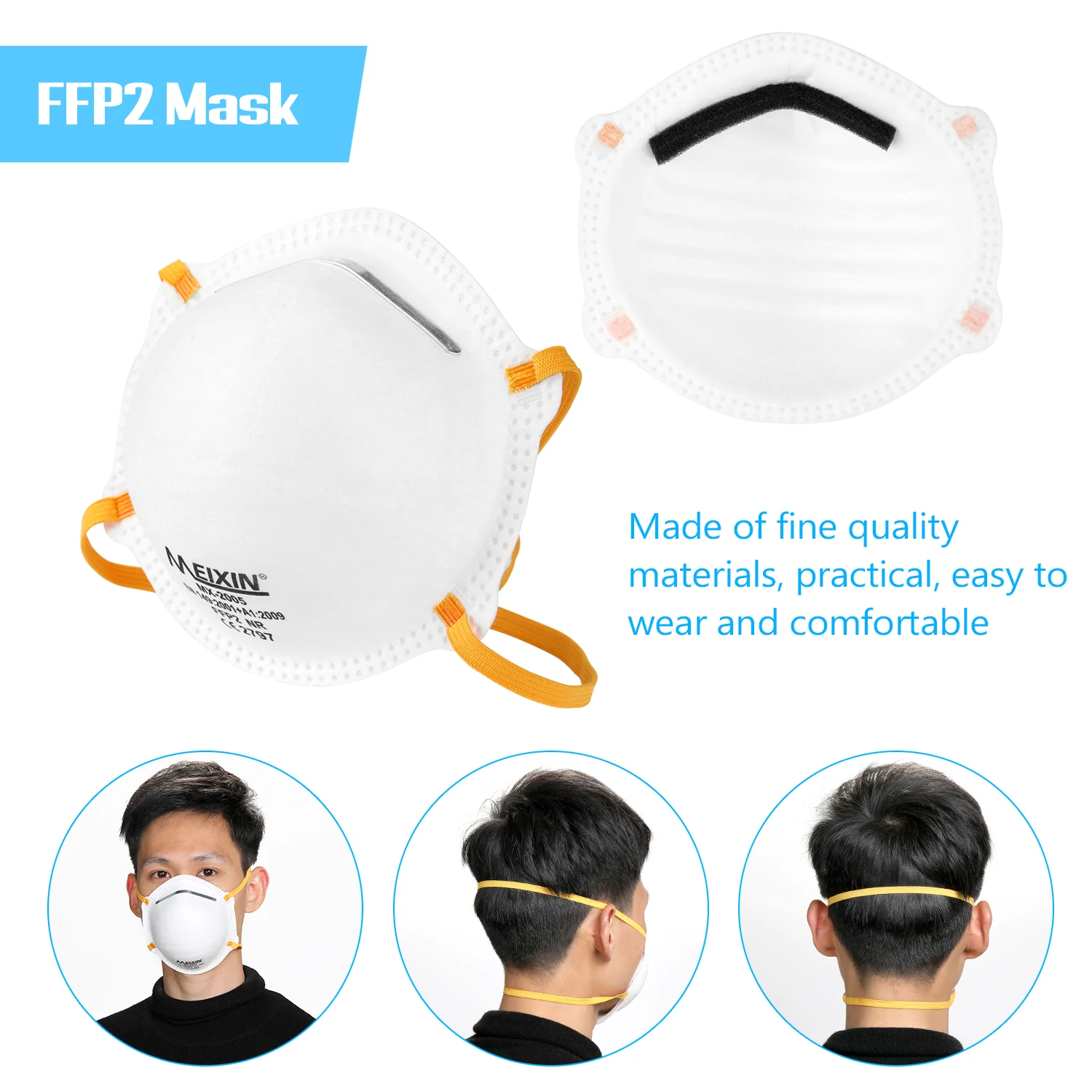 

20pcs ffp2 mask Cup Type 3-layer Masks Dustproof Breathable Face Mask Respirator Non-woven Mask FFP2