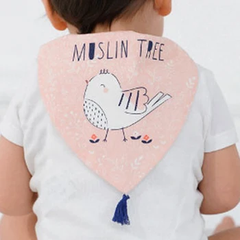 

Baby Cartoon Color Gauze Sweat Towel Soft And Comfortable Baby Print Bird Squirrel Snail Baby Life Supplies