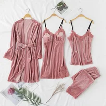 Изысканный бархатный женский халат, ночная рубашка, одежда для сна, элегантный однотонный комплект из 2 предметов, ночная рубашка, Сексуальная Мини кружевная кофта с v-вырезом