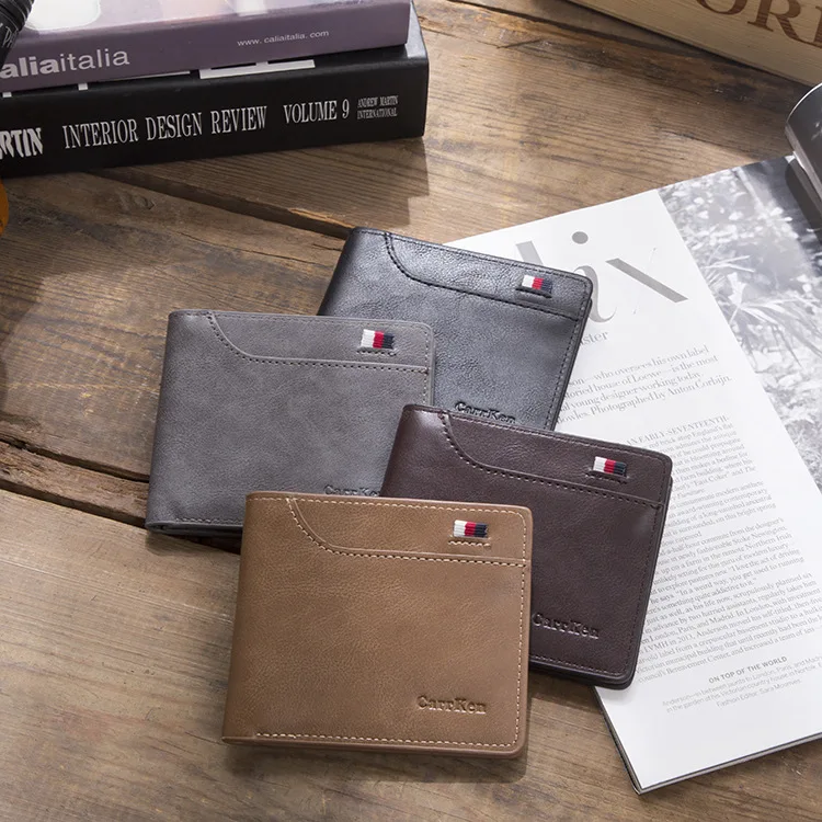 

MEN'S Wallet Short 2019pu Soft Leather Cross Ultra-thin Wallet Men's Short Students Korean-style Verticle Wallet