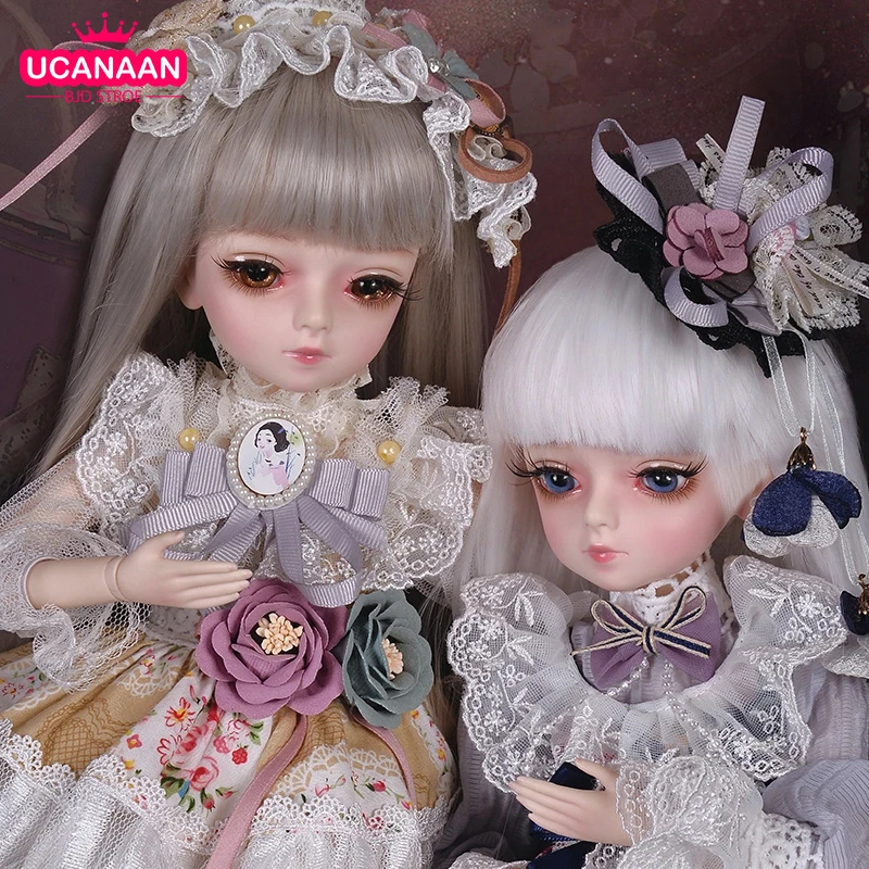 UCanaan 1/4 BJD Dolls 45CM Ball Jointed Doll Changeable Eyes With Outfits Princess Dress Wig Shoes Makeup Girls DIY Dress UP Toy