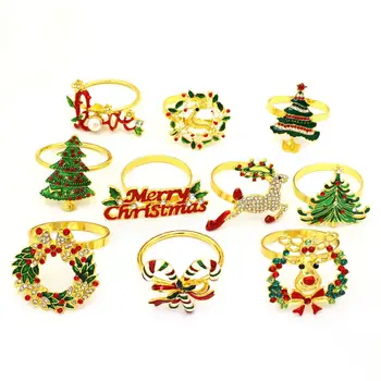 

Christmas Decorations for Home Christmas Napkin Ring Clasp Alloy Buckle Dinner Wedding Party Table Decor Happy New Year 2021