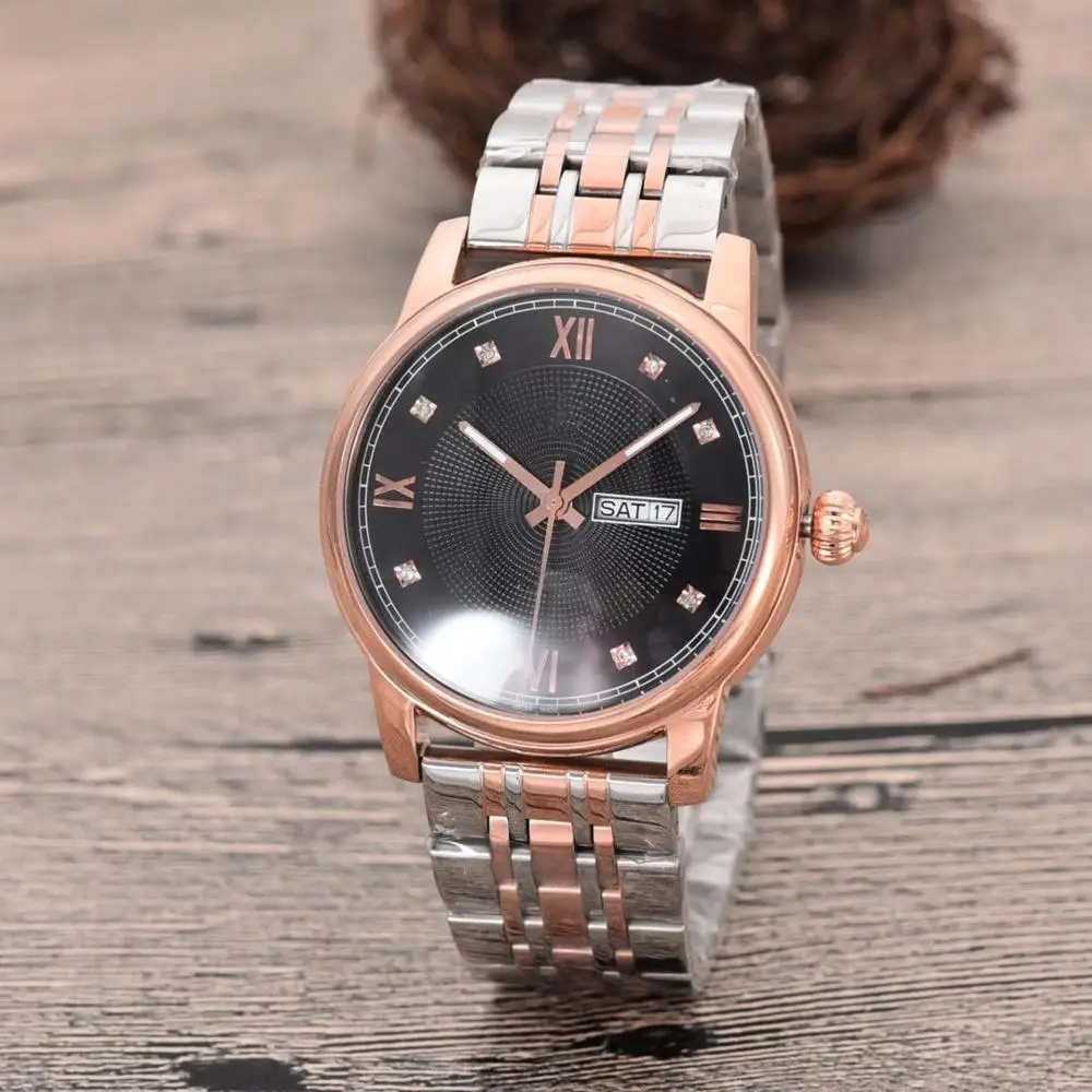 

Latest Design Quartz Watch Relogios Masculinos Men Watches Week Display Watches Sliver Male Watch Auto Day Luxury Brand Watch