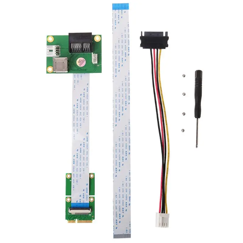 Mini PCIE к PCI-E Express X1 + USB переходная карта с кабелем FFC высокоскоростной DIY 90 градусов
